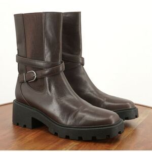 Franco Sarto Dark Brown Leather Ankle Booties